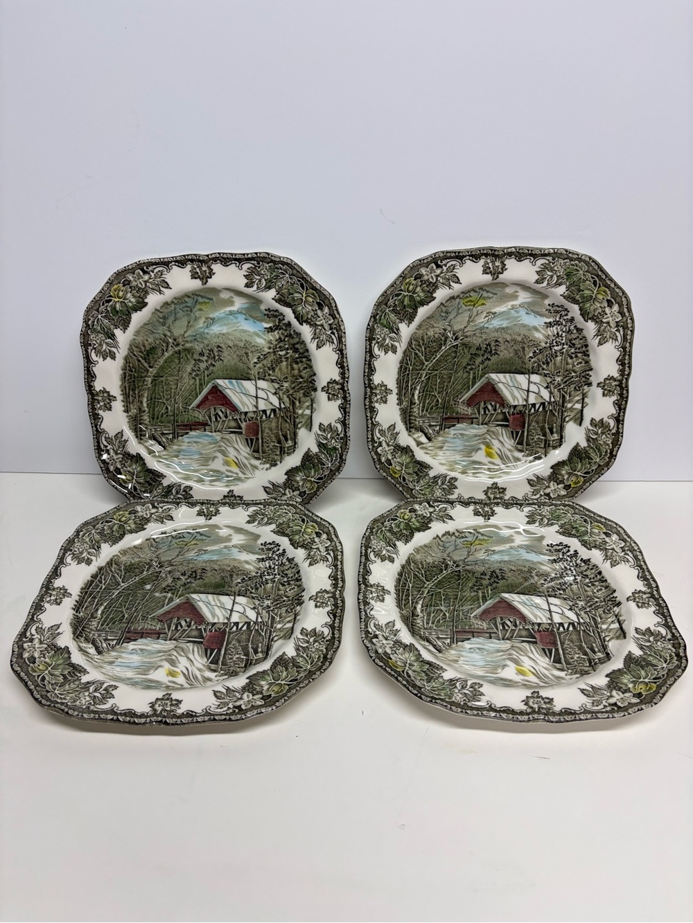 Johnson Brothers “Friendly Village” Square Salad/Dessert Plates Set 4